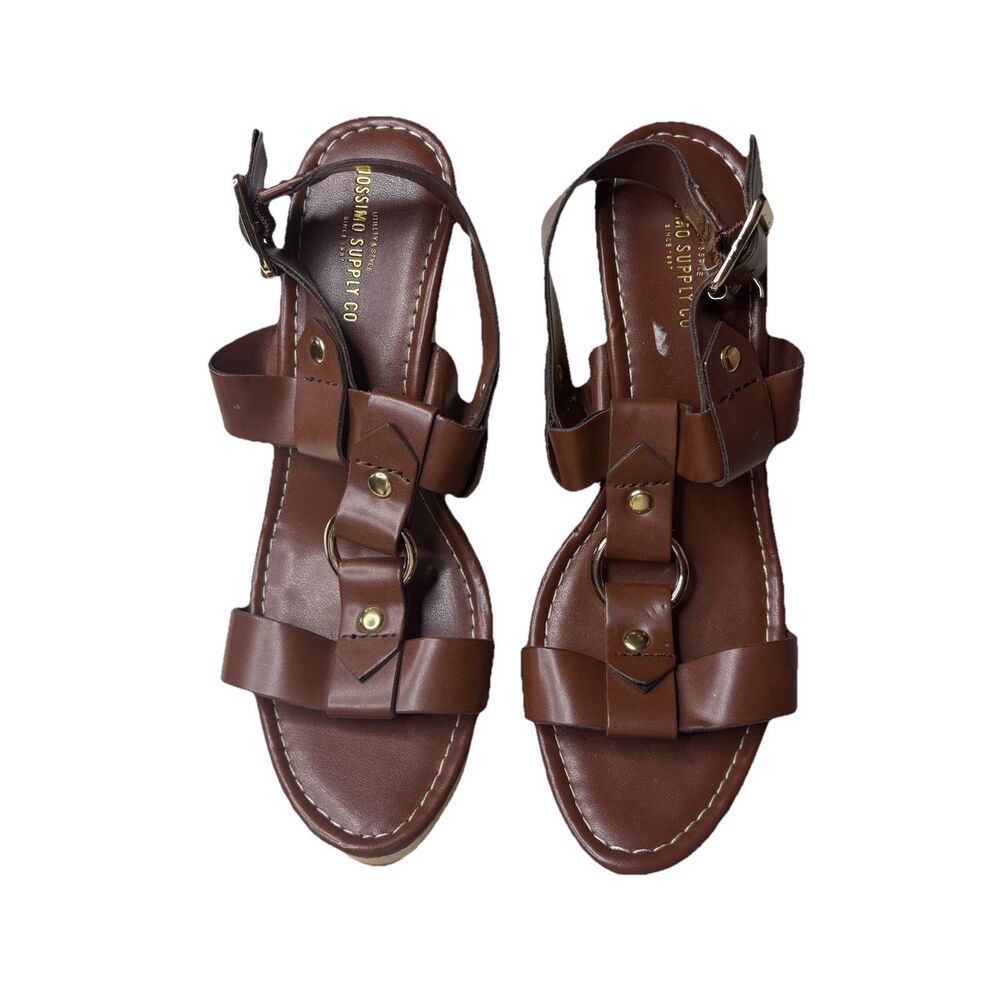 Mossimo Supply Co Strappy Block Heels Brown Shoes Open Toe Size 9 Womens